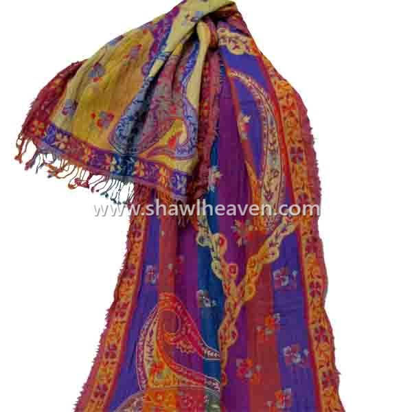 Crinkled pasiley stole in pure boiled wool
